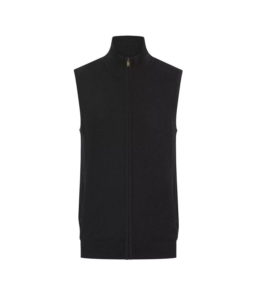 Mens Zip Front Sleeveless Jumper Black Henbury