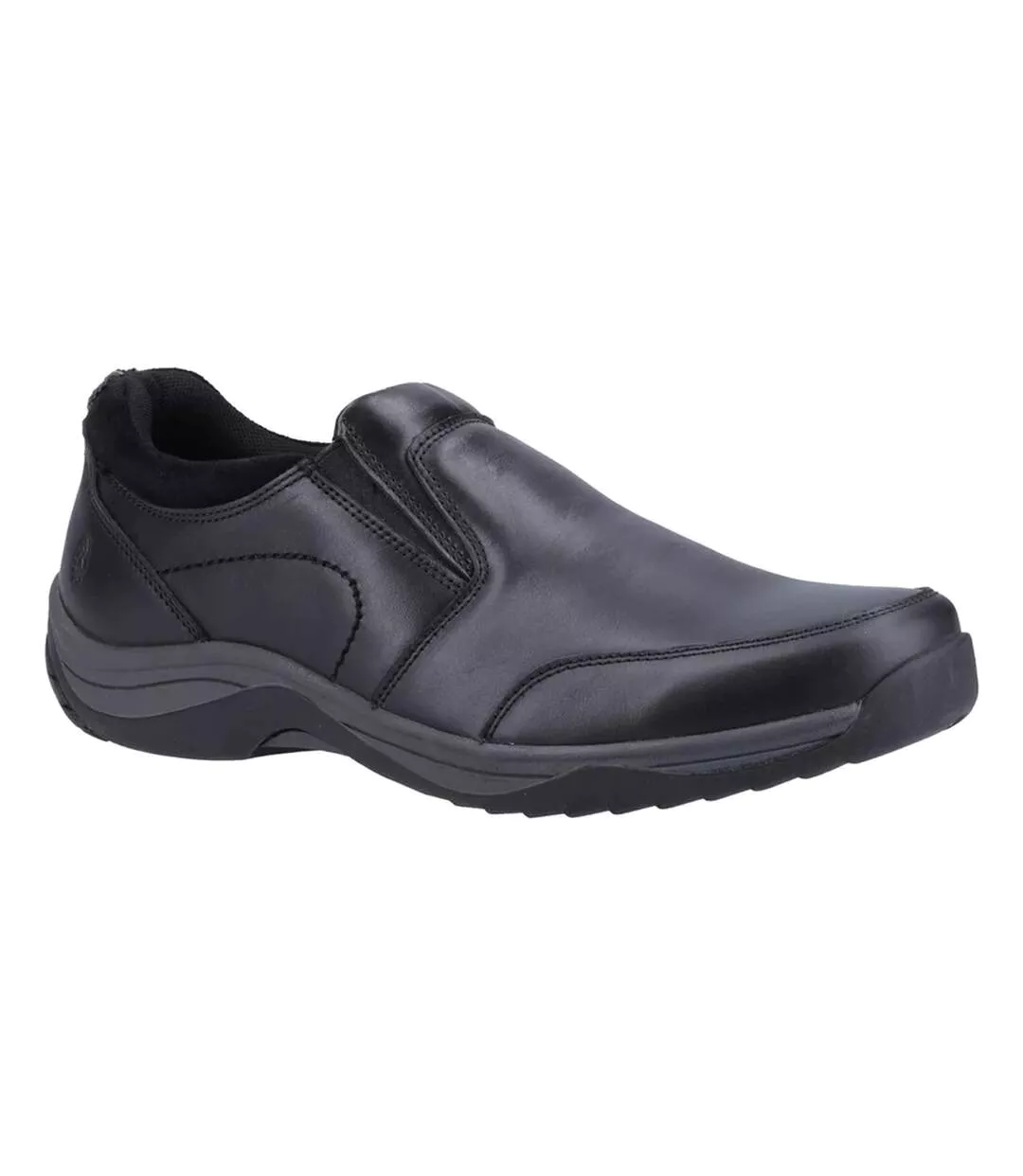 Mens Donald Leather Slip-on Loafers Black Hush Puppies