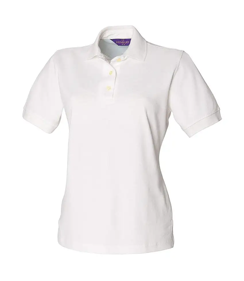 Womens/ladies Classic Cotton Pique Polo Shirt White Henbury