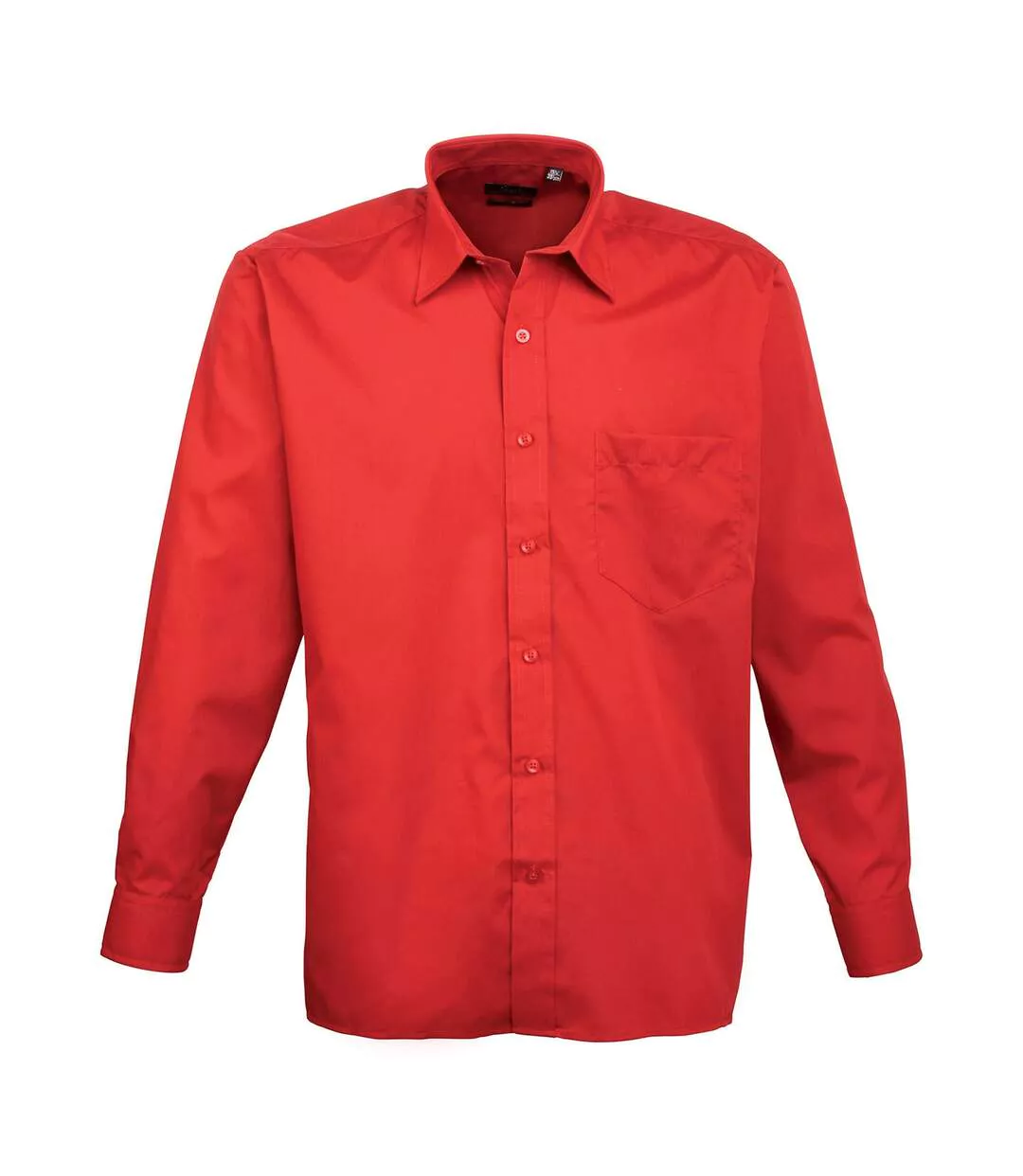 Mens Poplin Long-sleeved Shirt Red Premier