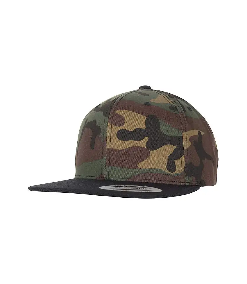 Unisex Adult Classic Camo Snapback Cap Green Camo Black Yupoong