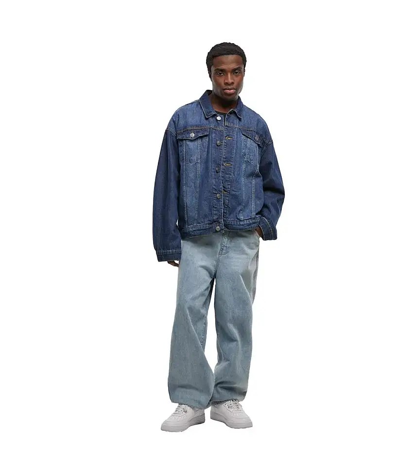 Mens Boxy Denim Jacket New Mid Blue Washed Build Your Brand