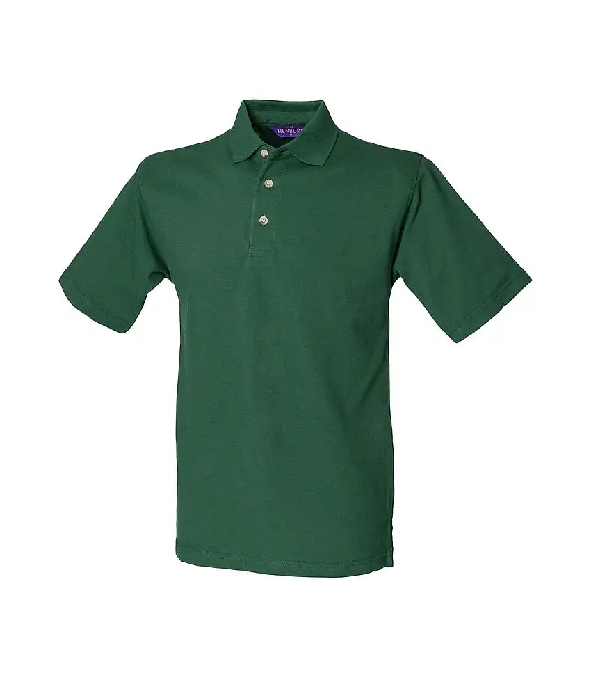 Mens Classic Cotton Pique Heavy Polo Shirt Bottle Green Henbury