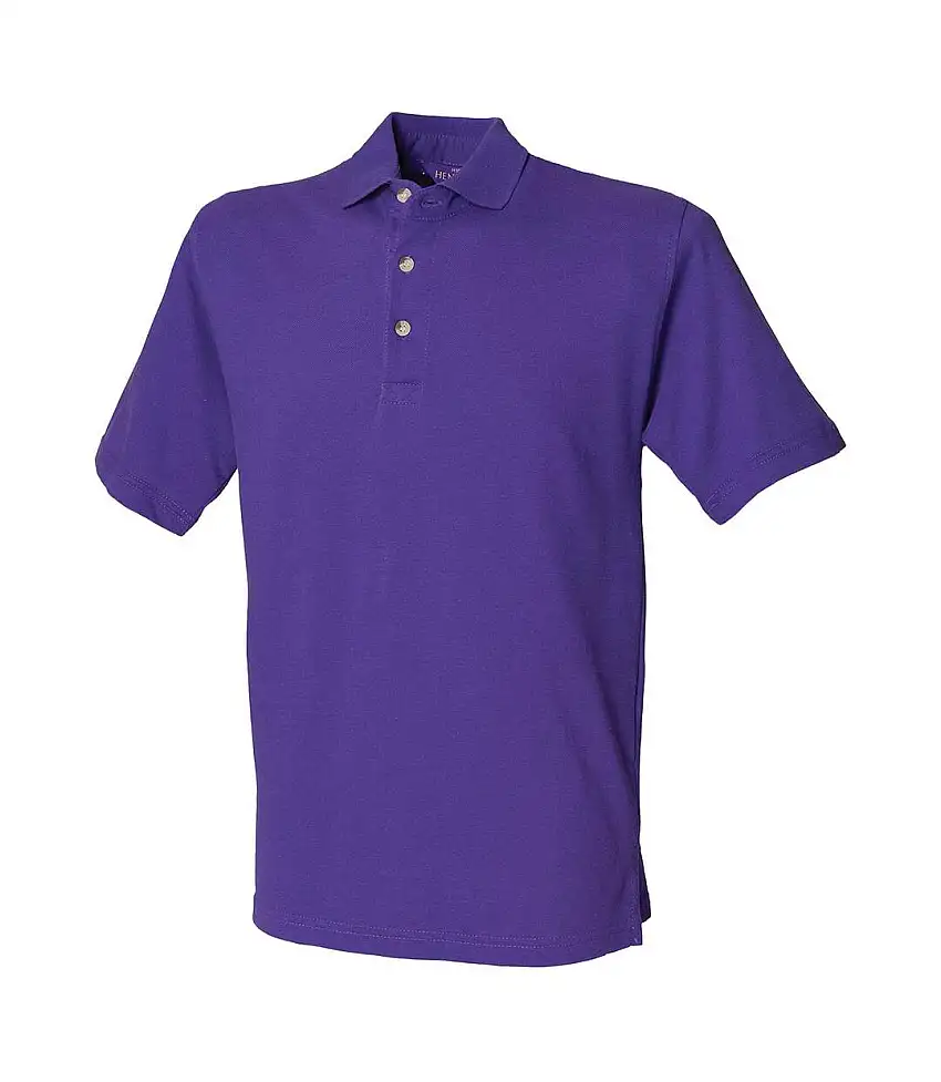 Mens Classic Cotton Pique Heavy Polo Shirt Purple Henbury