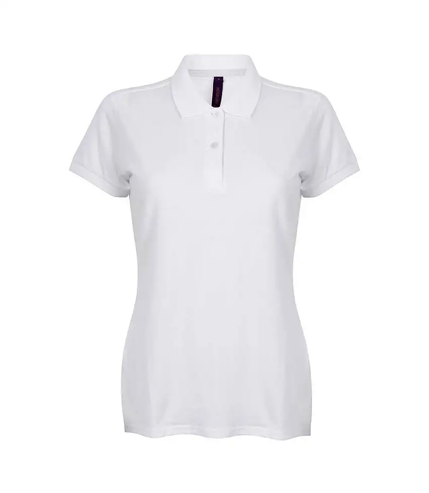 Womens/ladies Cotton Pique Modern Polo Shirt White Henbury