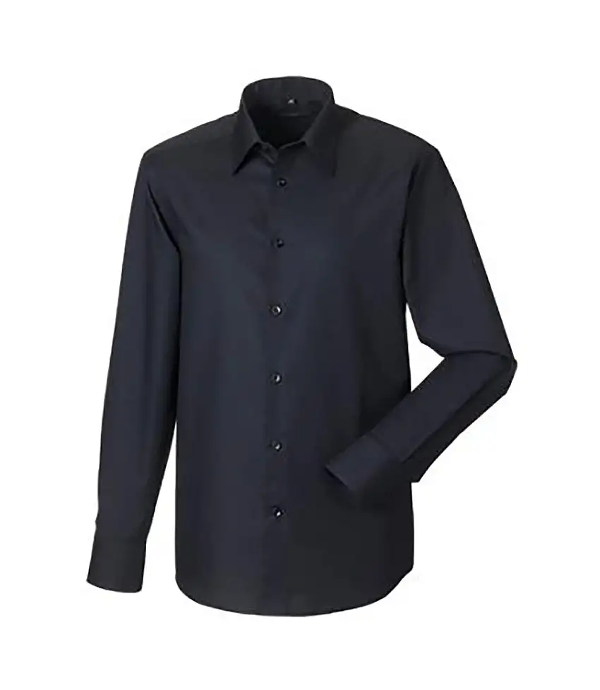 Collection Mens Long Sleeve Easy Care Tailored Oxford Shirt Black Russell