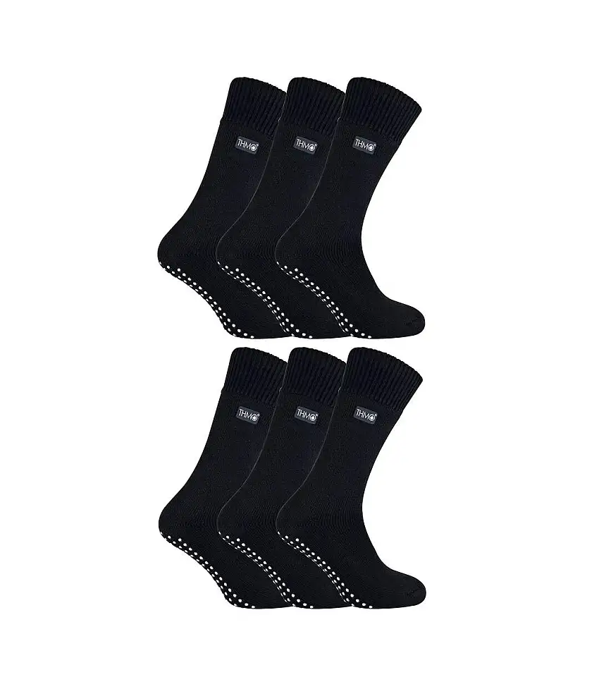 6 Pairs Mens Thermal Indoor Slipper Socks with Grips