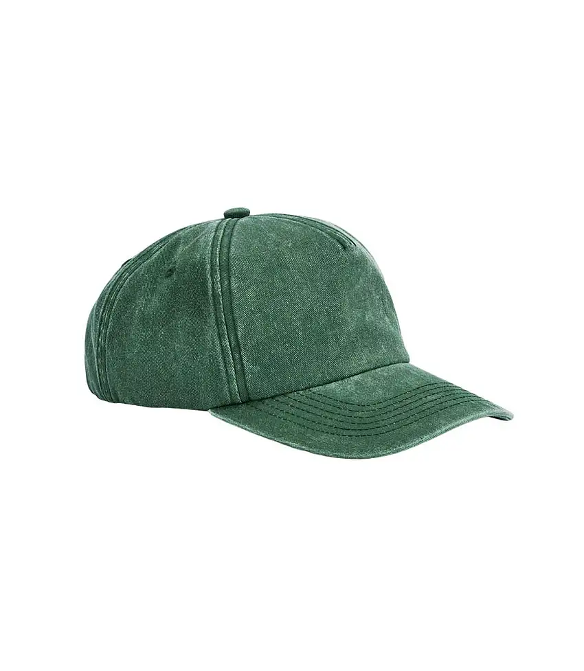 5 Panel Relaxed Fit Cap Vintage Bottle Green Beechfield
