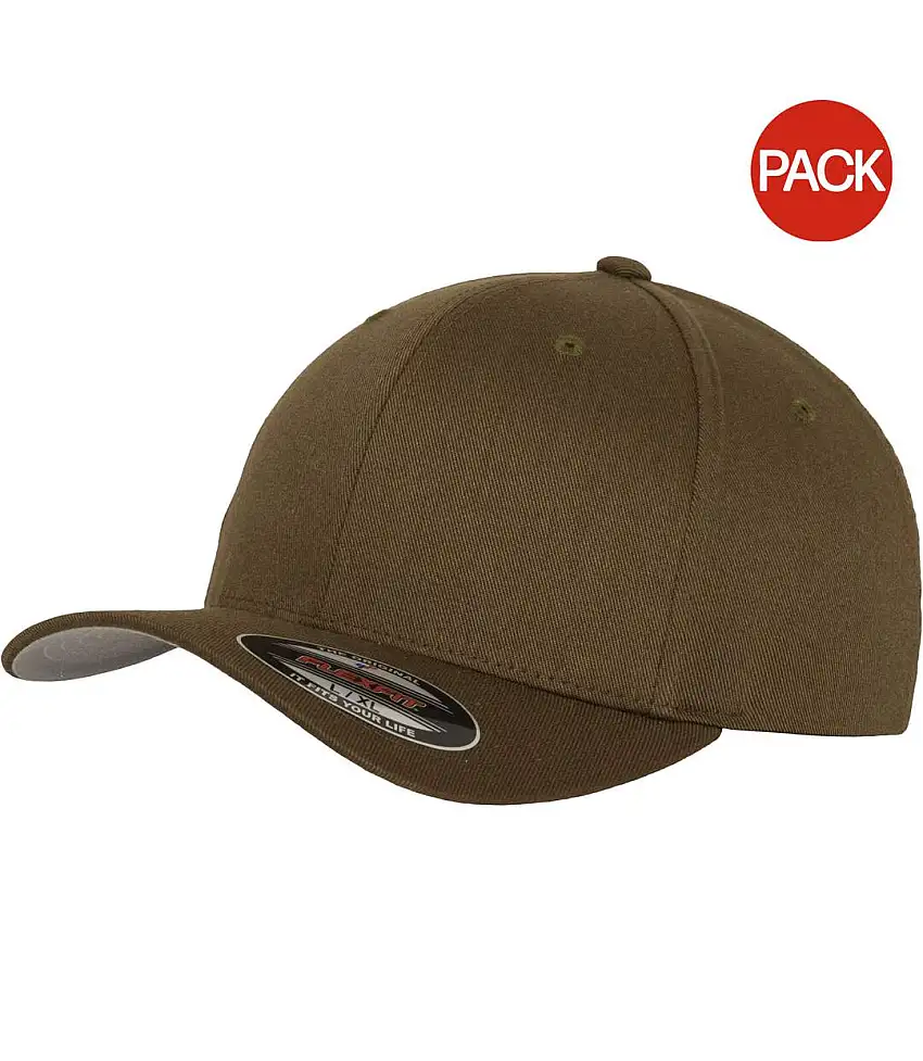 Yupoong Mens Flexfit Fitted Baseball Cap (Pack of 2) (Olive) - UTRW6703