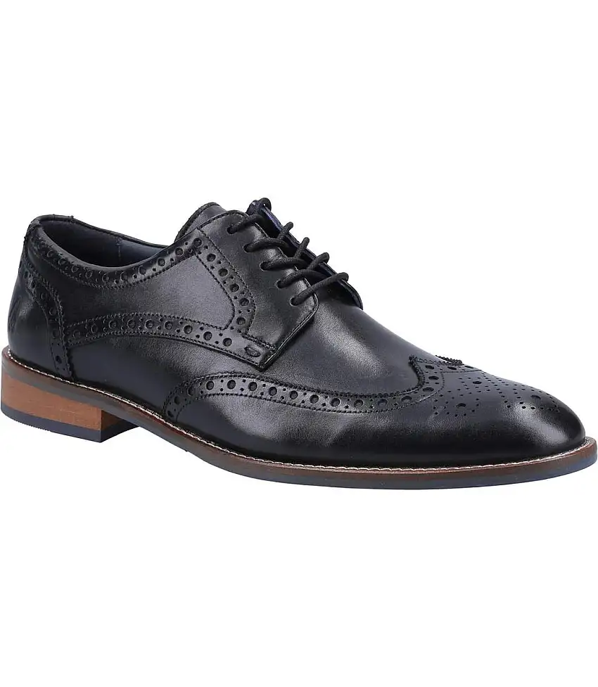 Mens Dustin Cow Leather Brogues Black Hush Puppies