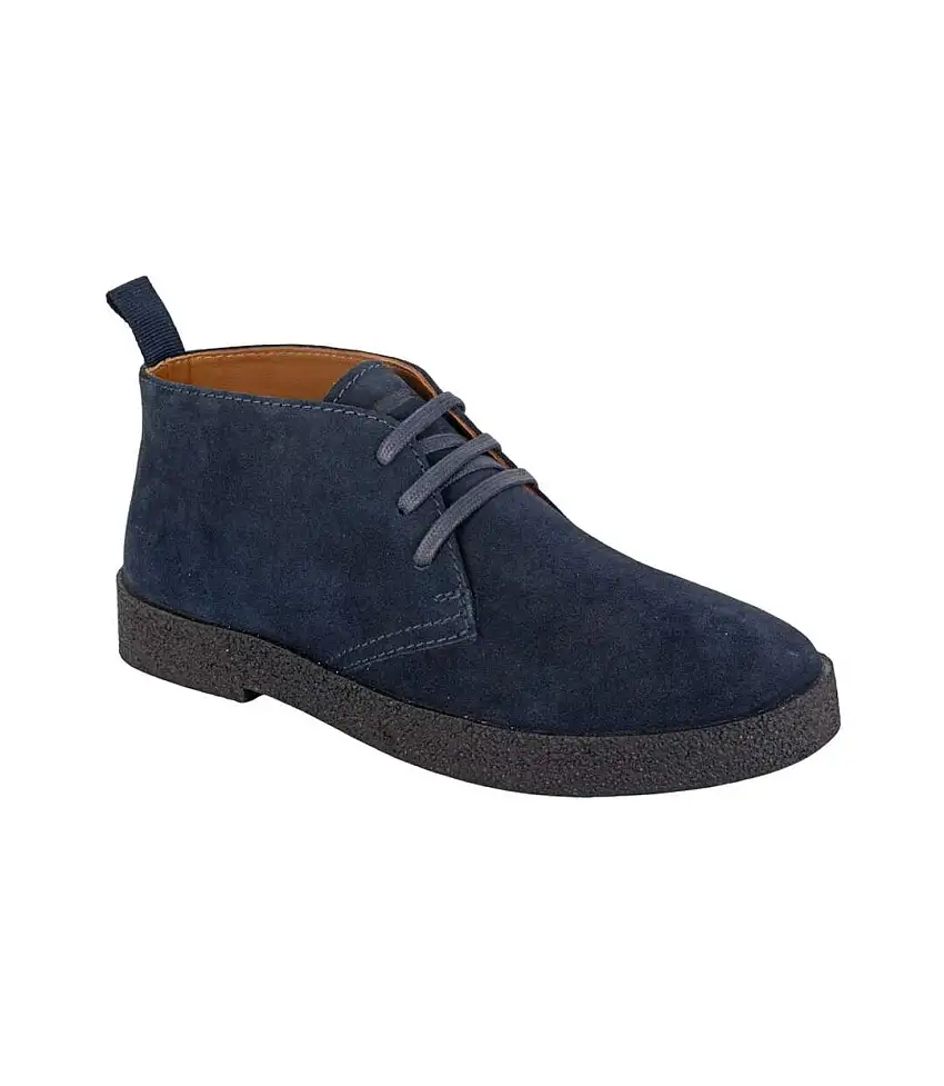 Mens Leather Desert Boots Navy Roamers