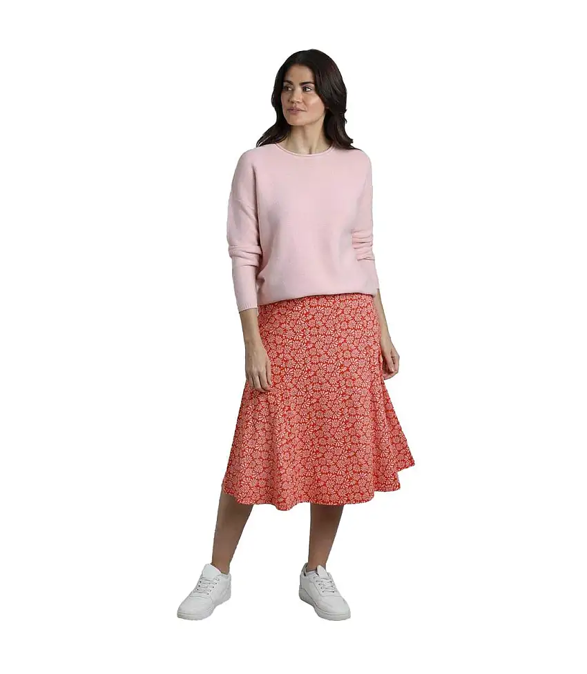 Womens/ladies Romaro Jersey Midi Skirt Crimson Weird Fish