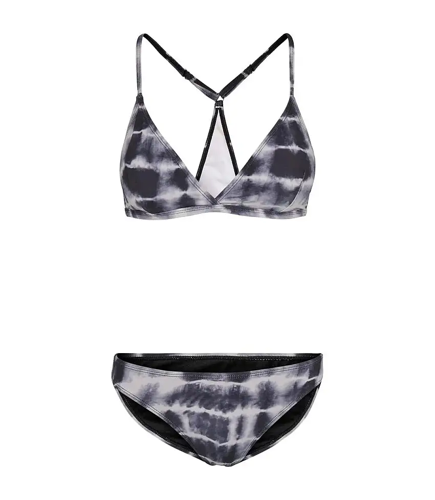 Womens/ladies Tie Dye Triangle Triangle Back Bikini Black White Urban Classics