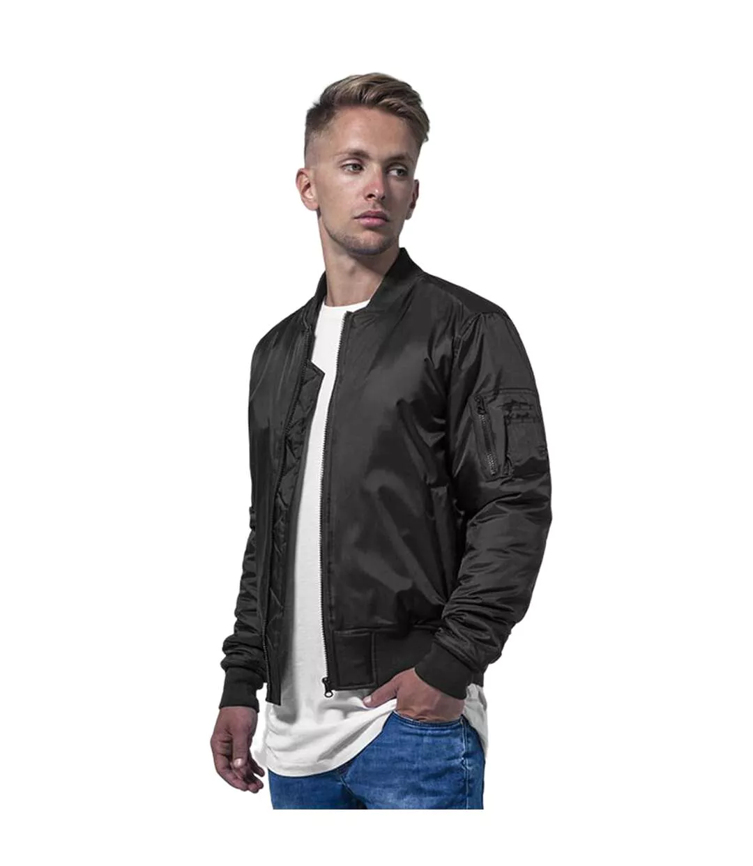 Build Your Brand Mens Contrast Bomber Jacket (Black) - UTRW5670