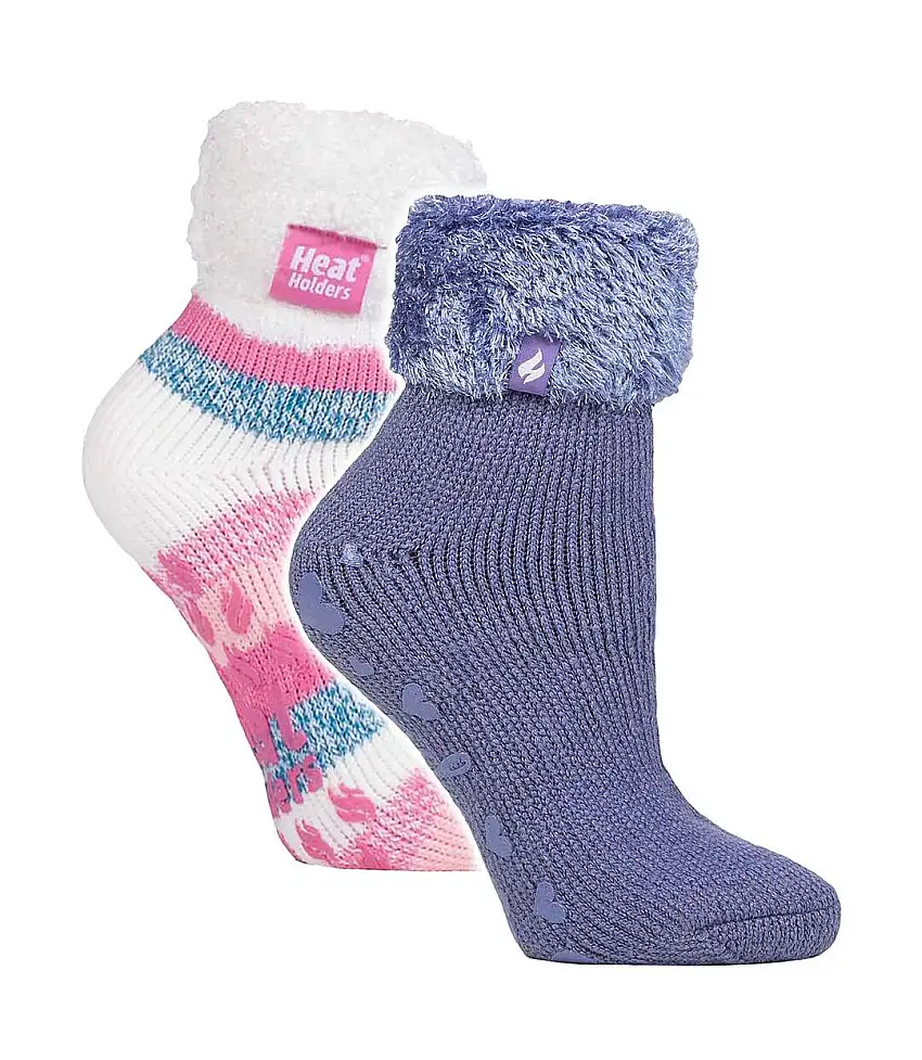 2 Pack Ladies Soft Lounge Socks with Grips
