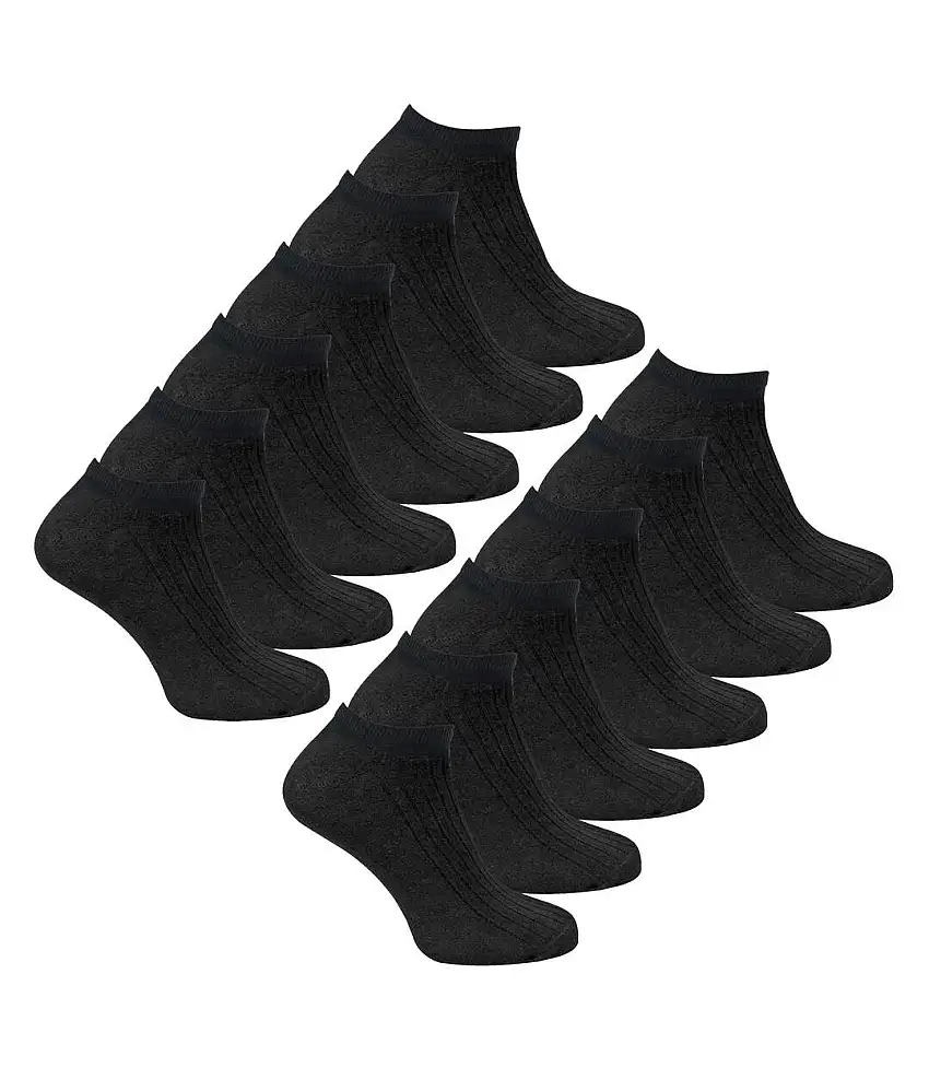 12 Pack Mens 100% Cotton Trainer Socks