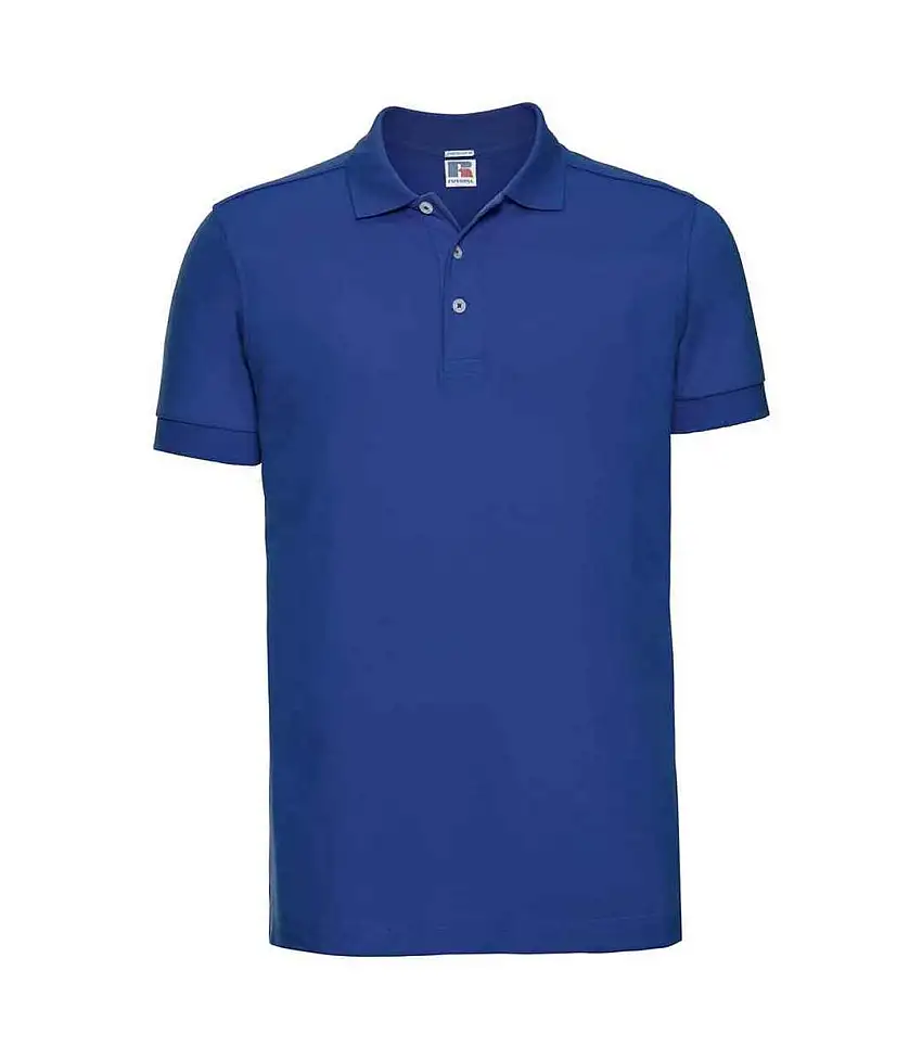 Mens Pique Stretch Polo Shirt Bright Royal Blue Russell