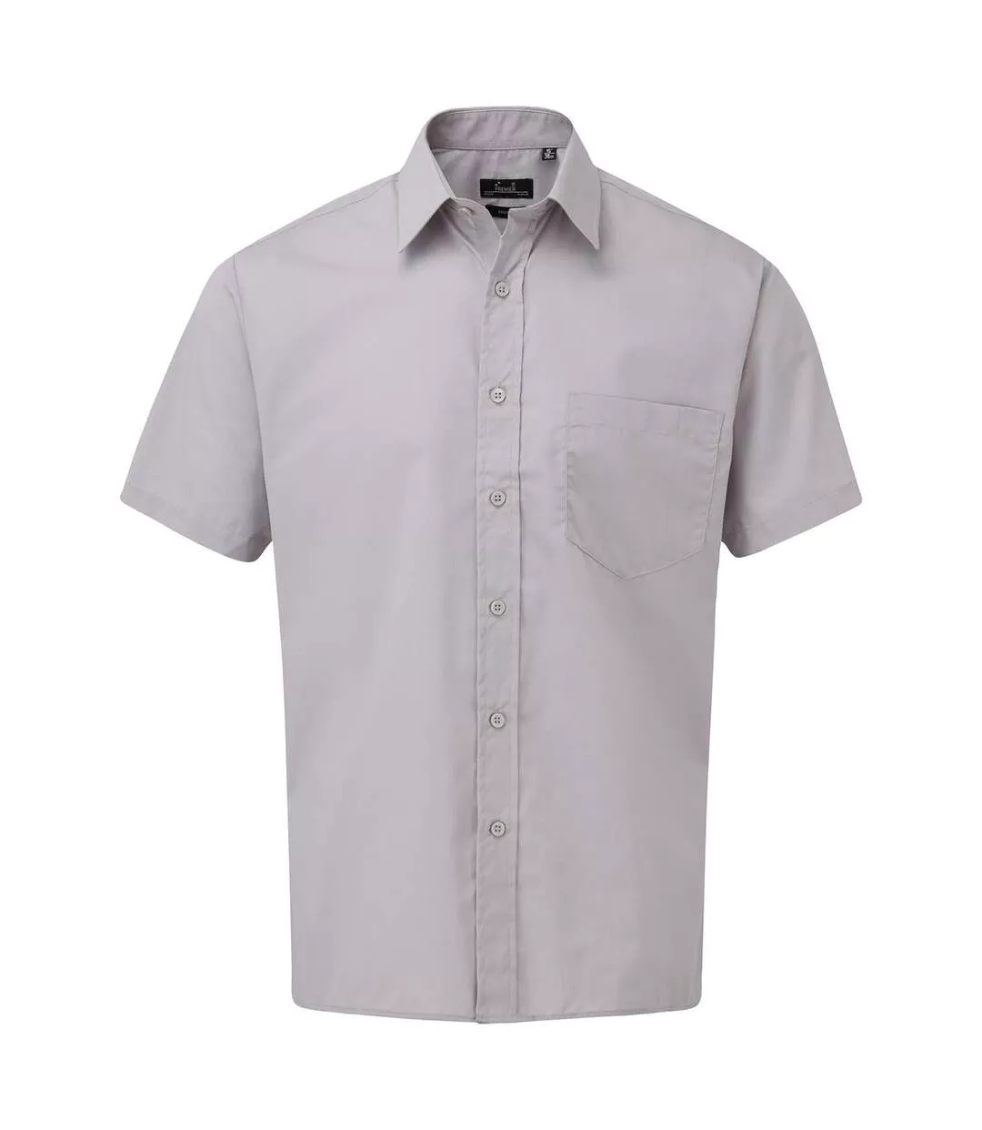 Mens Short Sleeve Poplin Shirt Silver Premier