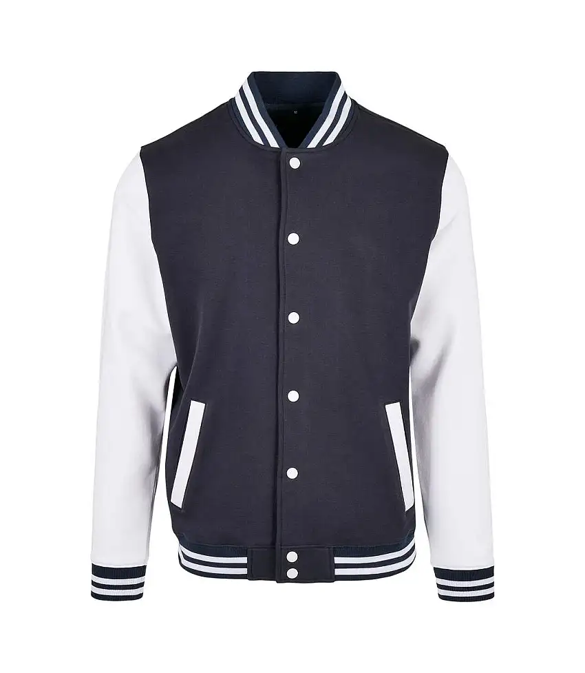 Mens Basic Varsity Jacket Navy White Build Your Brand