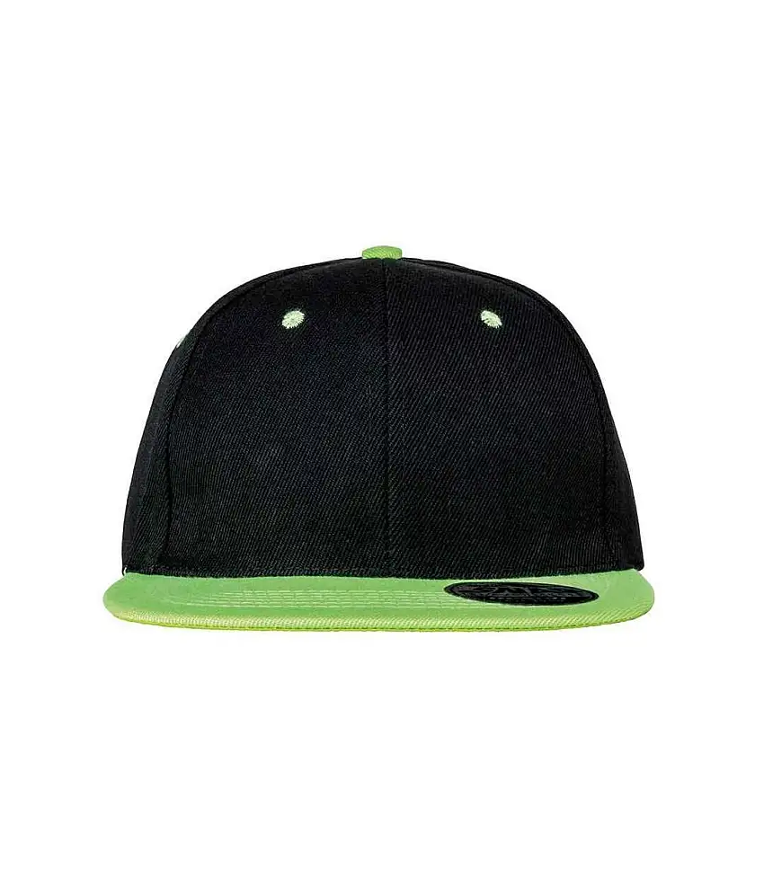 Unisex Adult Bronx Contrast Snapback Cap Black Lime Result Headwear
