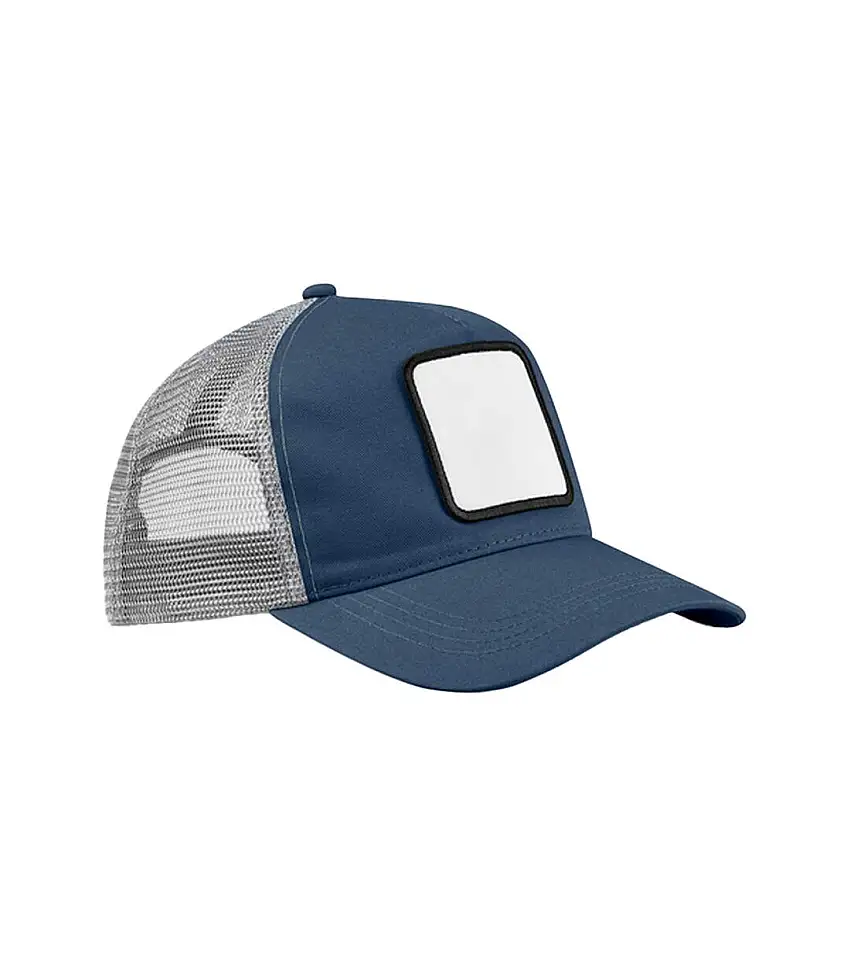 Appliqué 5 Panel Trucker Cap Slate Blue Light Grey Beechfield