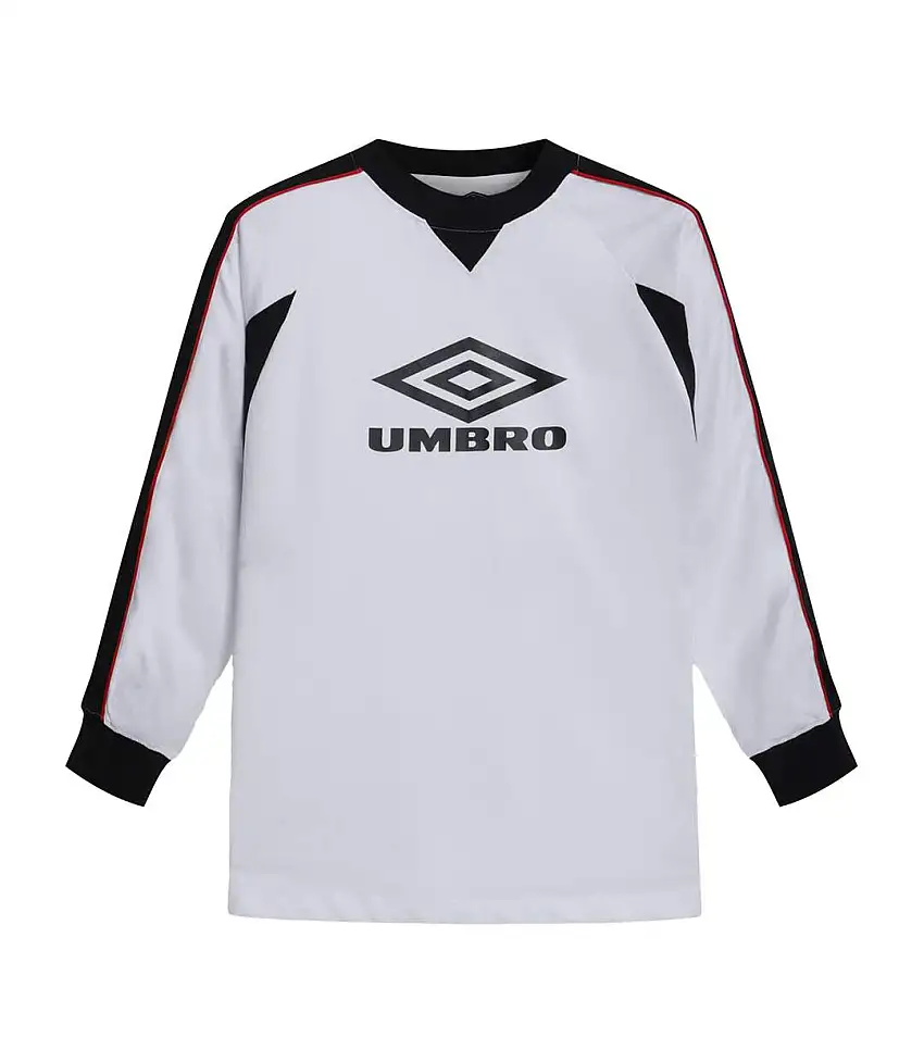 Mens Panelled Long-sleeved T-shirt Brilliant White Black Fire Whirl Umbro