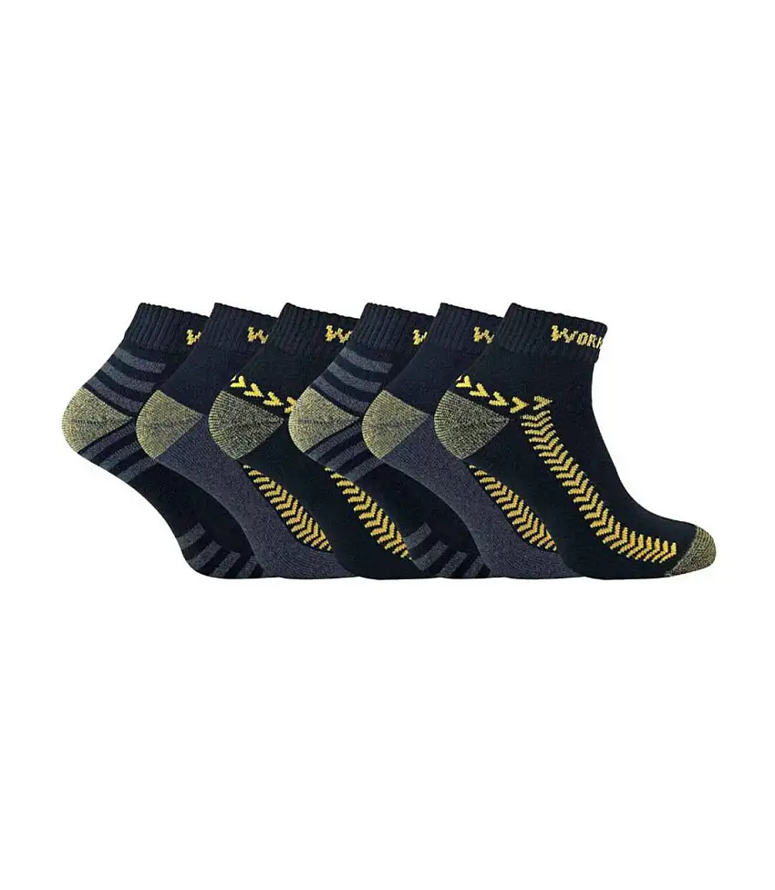 6 Pack Mens Cotton Anti Sweat Low Cut Work Socks for Steel Toe Boots