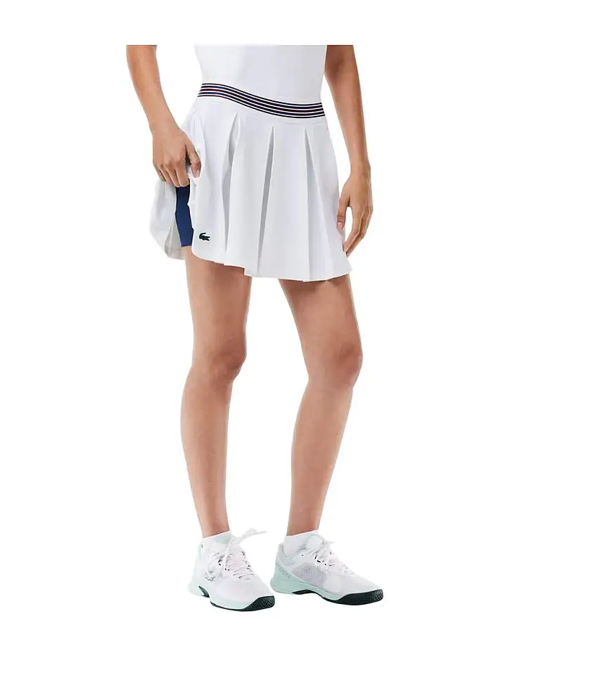 Womens/ladies Piqué Tennis Skirt White Blue Lacoste