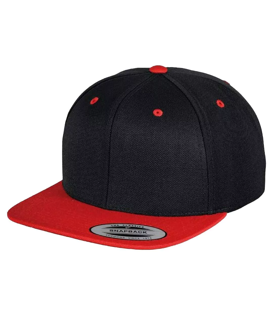 Yupoong Mens The Classic Premium Snapback 2-Tone Cap (Black/ Red) - UTRW2887