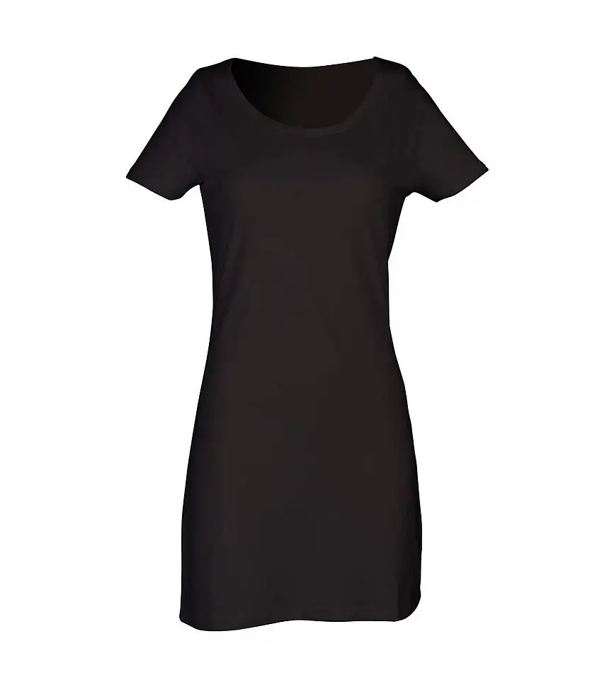 Womens/ladies T-shirt Dress Black Skinni Fit