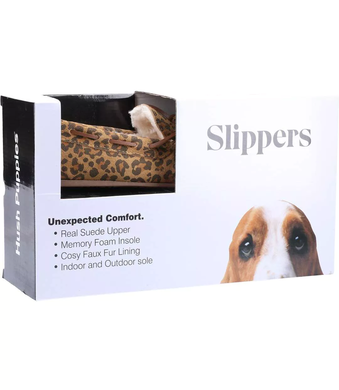 Womens/ladies Allie Leopard Print Suede Slippers Brown Hush Puppies