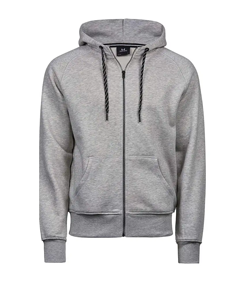 Mens Full Zip Hooded Sweatshirt Heather Grey Tee Jays
