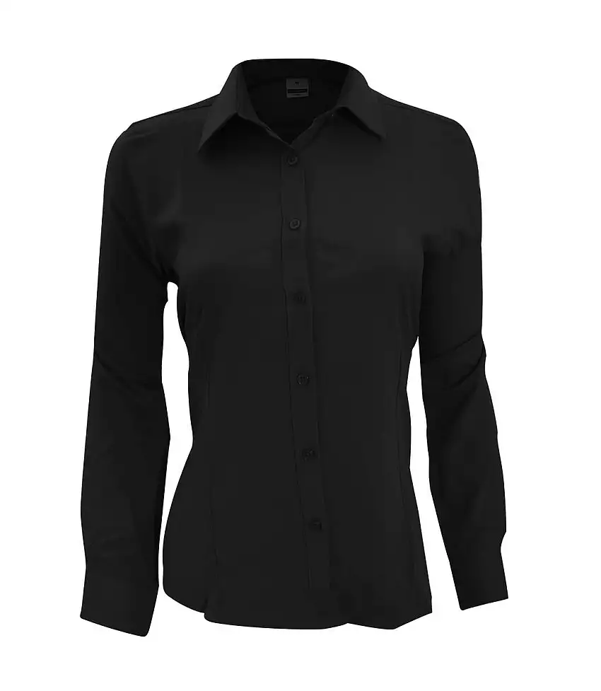 Henbury Womens/Ladies Wicking Anti-bacterial Long Sleeve Work Shirt (Black) - UTRW2697
