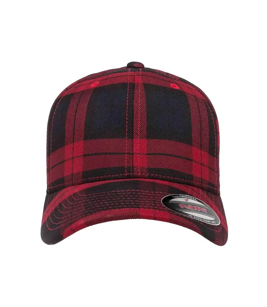 Flexfit By Tartan Plaid Cap Black Red Yupoong