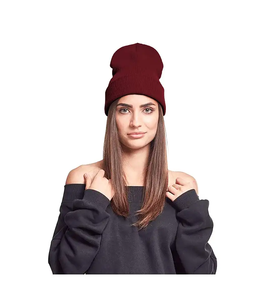 Yupoong Flexfit Unisex Heavyweight Long Beanie Winter Hat (Maroon) - UTRW3290