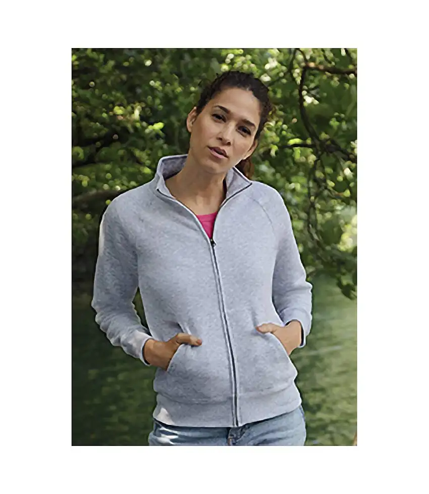 Fruit Of The Loom Ladies/Womens Lady-Fit Fleece Sweatshirt Jacket (Heather Grey) - UTBC1371