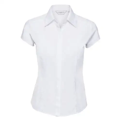 Russell Collection Ladies Cap Sleeve Polycotton Easy Care Fitted Poplin Shirt