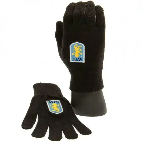 Aston Villa FC Childrens/Kids Knitted Gloves