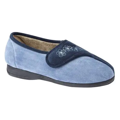 Sleepers Womens/Ladies Gemma Touch Fastening Embroidered Slippers