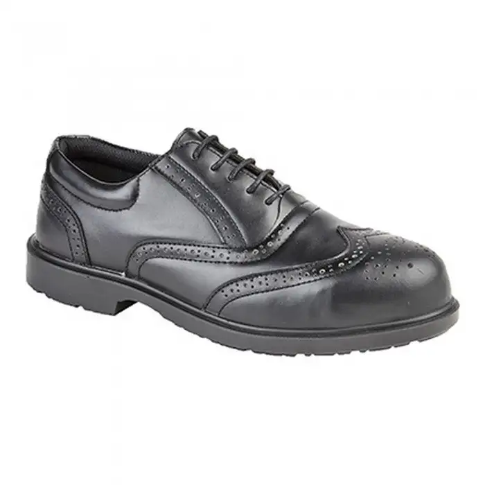 Grafters Mens Uniform Perforated Leather Non-Metal Safety Shoes
