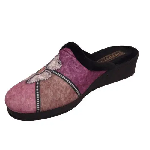 Sleepers Womens/Ladies Kimberly Flower Trim Mule Slippers