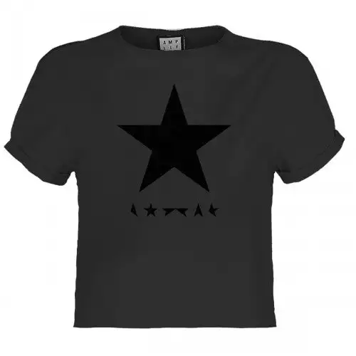Amplified Womens/Ladies Black Star David Bowie Crop T-Shirt