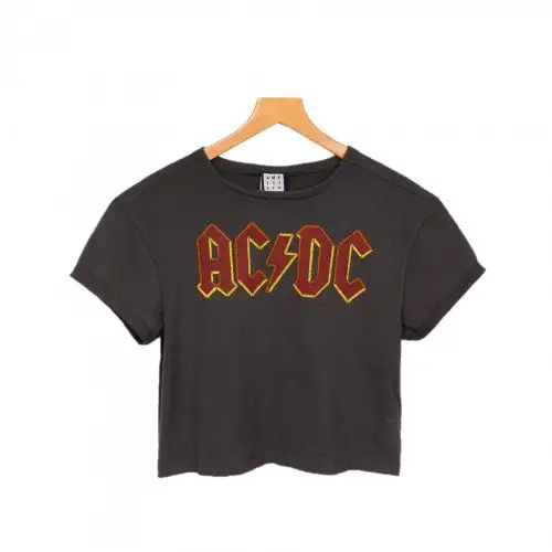 Amplified Womens/Ladies AC/DC Logo Cropped T-Shirt