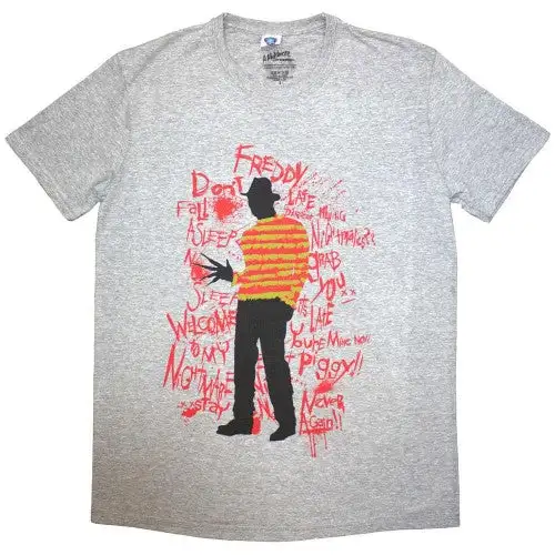 A Nightmare On Elm Street Unisex Adult Freddy Scribble Font T-Shirt