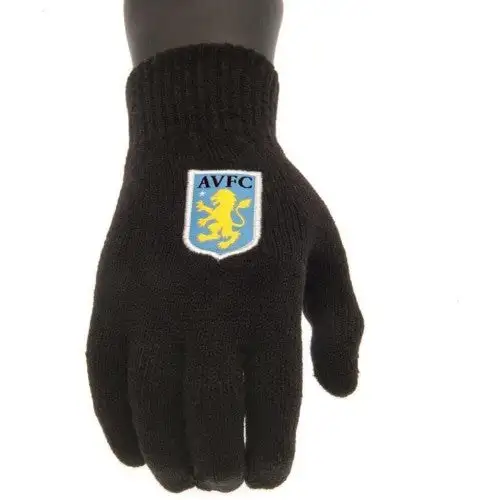 Aston Villa FC Childrens/Kids Knitted Winter Gloves