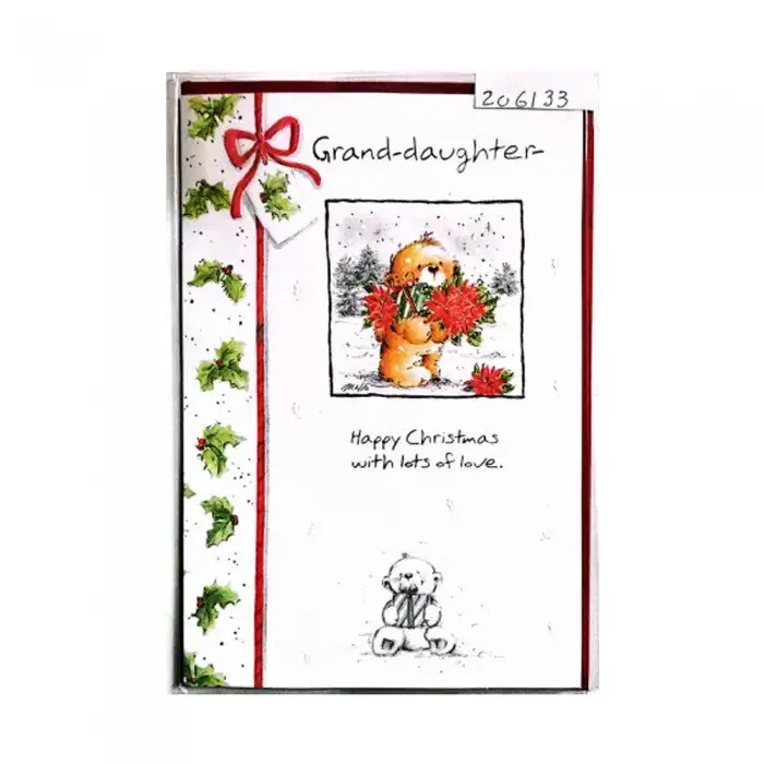 Grand Daughter Happy Christmas With Lots Of Love Bouquet Greetings Card