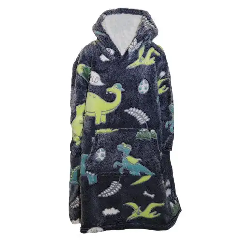 Childrens/Kids Dinosaur Glow In The Dark Pyjama Hoodie