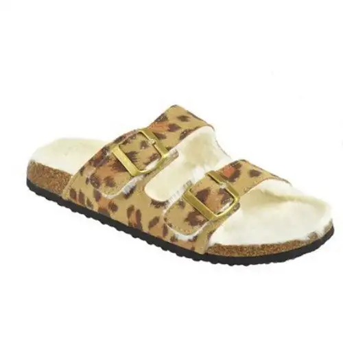 Slumberzzz Womens/Ladies Leopard Print Double Strap Slippers