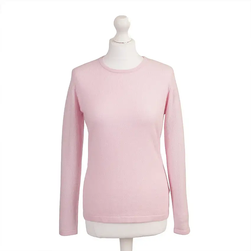 Women's 100% Cashmere Crew Neck Jumper - Sakura Pink